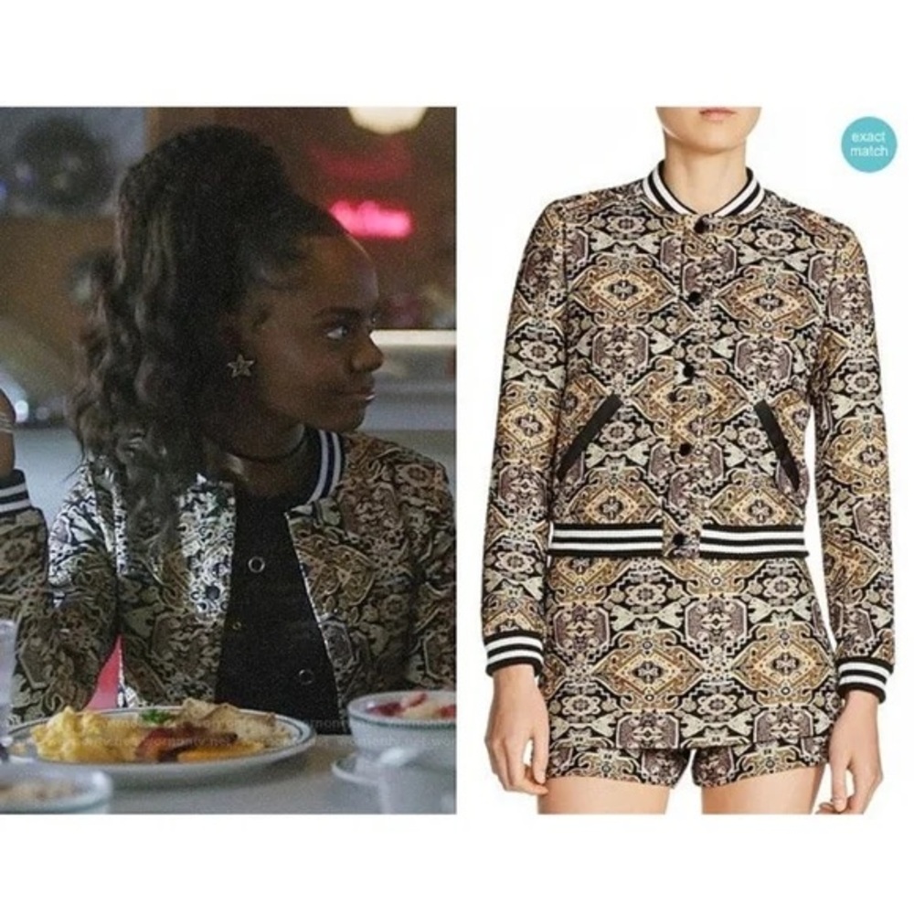 Maje - Baslira Tapestry-Inspired Jacquard Bomber Jacket